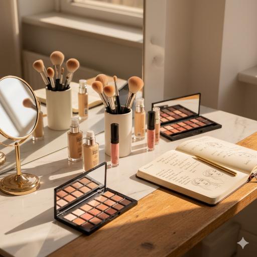 Flat lay maquiagem